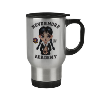 Wednesday Adams, nevermore, Stainless steel travel mug with lid, double wall 450ml