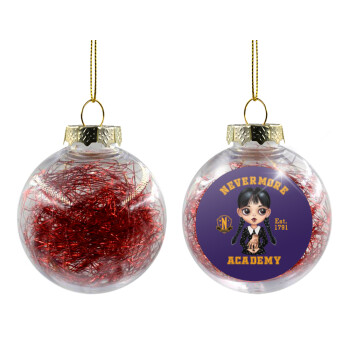 Wednesday Adams, nevermore, Transparent Christmas tree ball ornament with red filling 8cm