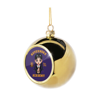 Wednesday Adams, nevermore, Golden Christmas tree ball ornament 8cm