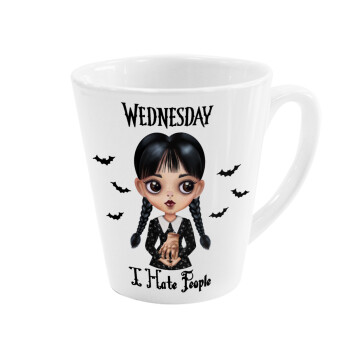 Wednesday Adams, i hate people, Κούπα κωνική Latte Λευκή, κεραμική, 300ml