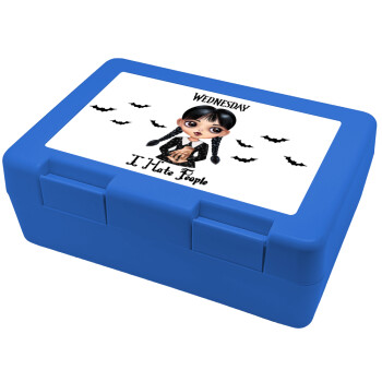 Wednesday Adams, i hate people, Children's cookie container BLUE 185x128x65mm (BPA free plastic)