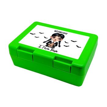 Wednesday Adams, i hate people, Children's cookie container GREEN 185x128x65mm (BPA free plastic)