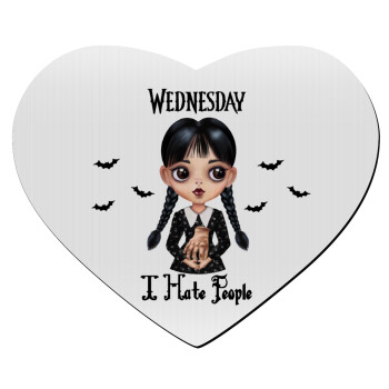 Wednesday Adams, i hate people, Mousepad καρδιά 23x20cm