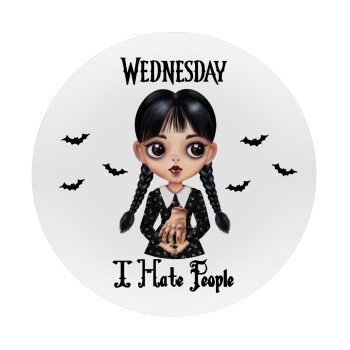 Wednesday Adams, i hate people, Mousepad Round 20cm