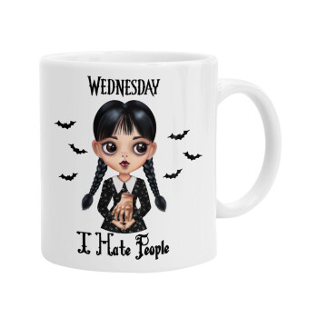 Wednesday Adams, i hate people, Ceramic coffee mug, 330ml (1pcs)