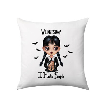 Wednesday Adams, i hate people, Sofa cushion 40x40cm includes filling
