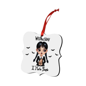 Wednesday Adams, i hate people, Christmas ornament polygon wooden 7.5cm