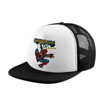 Spiderman no way home, Child's Soft Trucker Hat with BLACK/WHITE Mesh (POLYESTER, CHILD, ONE SIZE)