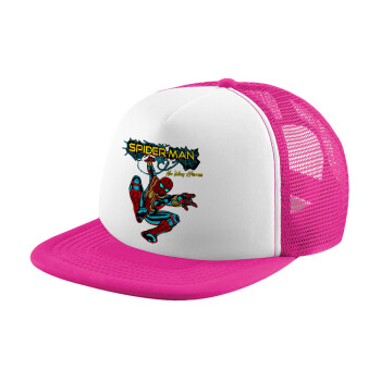 Spiderman no way home, Καπέλο Ενηλίκων Soft Trucker με Δίχτυ Pink/White (POLYESTER, ΕΝΗΛΙΚΩΝ, UNISEX, ONE SIZE)