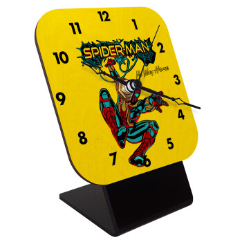 Spiderman no way home, Quartz Table clock in natural wood (10cm)