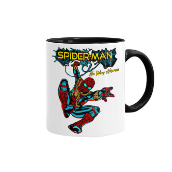Spiderman no way home, Κούπα χρωματιστή μαύρη, κεραμική, 330ml