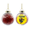 Transparent Christmas tree ball ornament with red filling 8cm