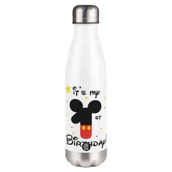 Disney look (Number) Birthday, Metal mug thermos White (Stainless steel), double wall, 500ml