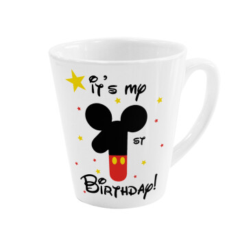 Disney look (Number) Birthday, Κούπα κωνική Latte Λευκή, κεραμική, 300ml