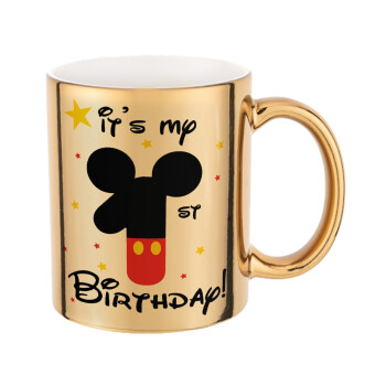 Disney look (Number) Birthday, Mug ceramic, gold mirror, 330ml