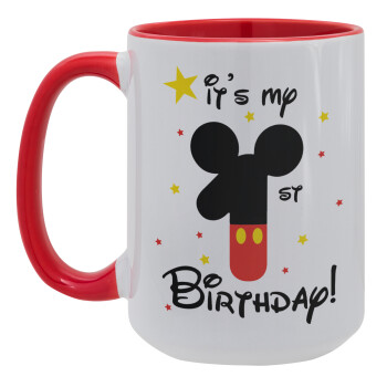 Disney look (Number) Birthday, Κούπα Mega 15oz, κεραμική Κόκκινη, 450ml