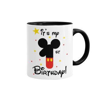 Disney look (Number) Birthday, Mug colored black, ceramic, 330ml