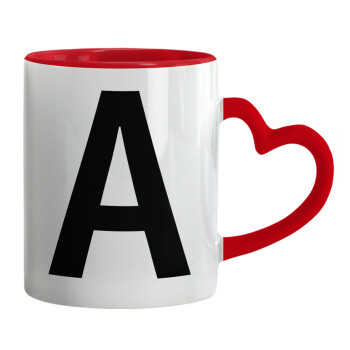 Μονόγραμμα , Mug heart red handle, ceramic, 330ml