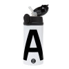 Children's hot water bottle, stainless steel, with safety straw, Black (360ml) BPA-FREE