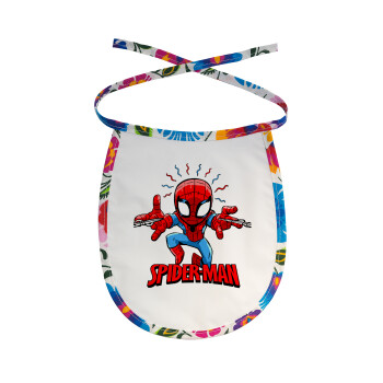 Spiderman flying, Σαλιάρα μωρού αλέκιαστη με κορδόνι Χρωματιστή