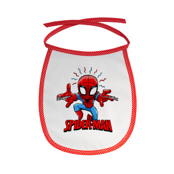 Spiderman flying, Σαλιάρα μωρού αλέκιαστη με κορδόνι Κόκκινη