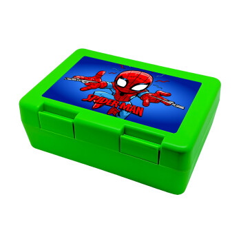 Spiderman flying, Children's cookie container GREEN 185x128x65mm (BPA free plastic)