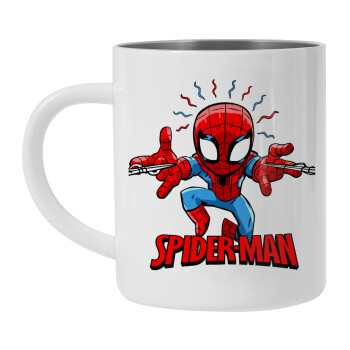 Spiderman flying, Mug Stainless steel double wall 300ml