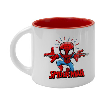 Spiderman flying, Κούπα κεραμική 400ml Λευκή/Κόκκινη