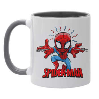 Spiderman flying, Mug colored grey, ceramic, 330ml