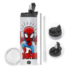 Travel Tumbler 2 Lids, with metal straw & cleaning brush (Stainless steel 304 Food grade, BPA free, 600ml)