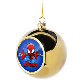 Spiderman flying, Golden Christmas tree ball ornament 8cm