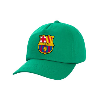 Barcelona FC, Καπέλο παιδικό Baseball, 100% Βαμβακερό Twill, Πράσινο (ΒΑΜΒΑΚΕΡΟ, ΠΑΙΔΙΚΟ, UNISEX, ONE SIZE)