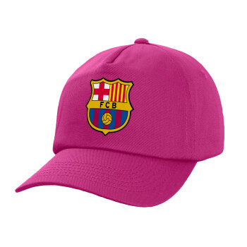 Barcelona FC, Καπέλο παιδικό Baseball, 100% Βαμβακερό Twill, Φούξια (ΒΑΜΒΑΚΕΡΟ, ΠΑΙΔΙΚΟ, UNISEX, ONE SIZE)