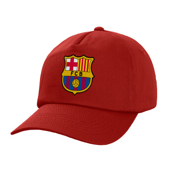 Barcelona FC, Καπέλο παιδικό Baseball, 100% Βαμβακερό Twill, Κόκκινο (ΒΑΜΒΑΚΕΡΟ, ΠΑΙΔΙΚΟ, UNISEX, ONE SIZE)