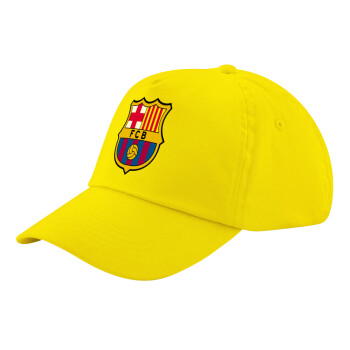 Barcelona FC, Καπέλο παιδικό Baseball, 100% Βαμβακερό Twill, Κίτρινο (ΒΑΜΒΑΚΕΡΟ, ΠΑΙΔΙΚΟ, UNISEX, ONE SIZE)