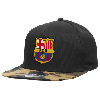 Barcelona FC, Καπέλο Ενηλίκων Flat Snapback Μαύρο/Παραλαγή, (100% ΒΑΜΒΑΚΕΡΟ, ΕΝΗΛΙΚΩΝ, UNISEX, ONE SIZE)