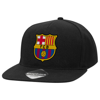 Barcelona FC, Καπέλο Ενηλίκων Flat Snapback Μαύρο, (POLYESTER, ΕΝΗΛΙΚΩΝ, UNISEX, ONE SIZE)