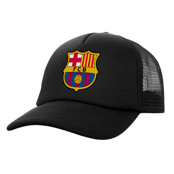 Barcelona FC, Καπέλο Ενηλίκων Soft Trucker με Δίχτυ Μαύρο (POLYESTER, ΕΝΗΛΙΚΩΝ, UNISEX, ONE SIZE)