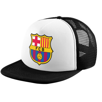 Barcelona FC, Καπέλο παιδικό Soft Trucker με Δίχτυ ΜΑΥΡΟ/ΛΕΥΚΟ (POLYESTER, ΠΑΙΔΙΚΟ, ONE SIZE)