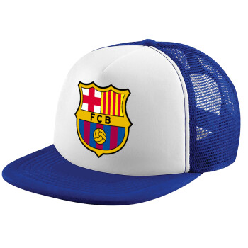 Barcelona FC, Καπέλο παιδικό Soft Trucker με Δίχτυ ΜΠΛΕ/ΛΕΥΚΟ (POLYESTER, ΠΑΙΔΙΚΟ, ONE SIZE)