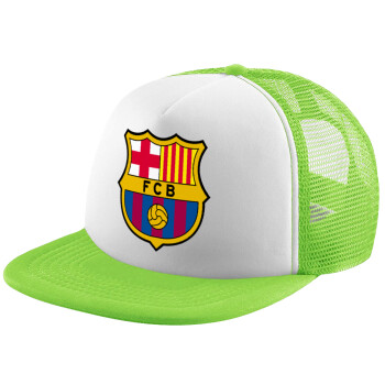 Barcelona FC, Adult Soft Trucker Hat with Mesh GREEN/WHITE (POLYESTER, ADULT, ONE SIZE)