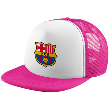 Barcelona FC, Καπέλο Ενηλίκων Soft Trucker με Δίχτυ Pink/White (POLYESTER, ΕΝΗΛΙΚΩΝ, UNISEX, ONE SIZE)