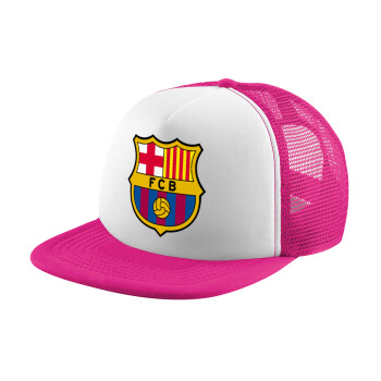 Barcelona FC, Καπέλο παιδικό Soft Trucker με Δίχτυ ΡΟΖ/ΛΕΥΚΟ (POLYESTER, ΠΑΙΔΙΚΟ, ONE SIZE)