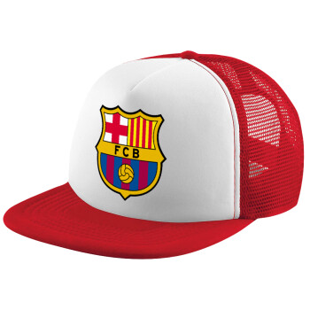 Barcelona FC, Καπέλο παιδικό Soft Trucker με Δίχτυ ΚΟΚΚΙΝΟ/ΛΕΥΚΟ (POLYESTER, ΠΑΙΔΙΚΟ, ONE SIZE)