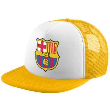 Barcelona FC, Adult Soft Trucker Hat with Yellow/White Mesh (POLYESTER, ADULT, UNISEX, ONE SIZE)