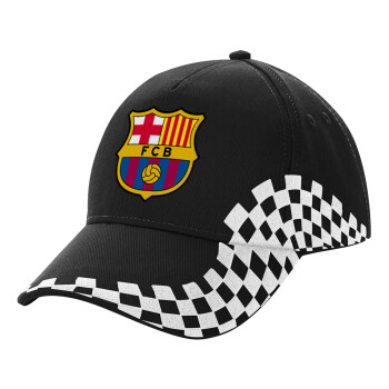 Barcelona FC, Καπέλο Ενηλίκων Ultimate ΜΑΥΡΟ RACING, (100% ΒΑΜΒΑΚΕΡΟ DRILL, ΕΝΗΛΙΚΩΝ, UNISEX, ONE SIZE)