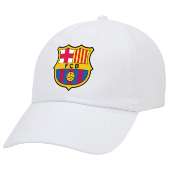 Barcelona FC, Καπέλο Ενηλίκων Baseball Λευκό 5-φύλλο (POLYESTER, ΕΝΗΛΙΚΩΝ, UNISEX, ONE SIZE)