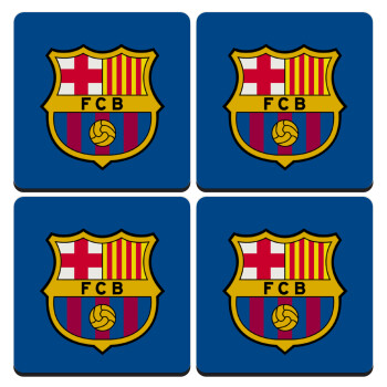 Barcelona FC, ΣΕΤ 4 Σουβέρ ξύλινα τετράγωνα (9cm)