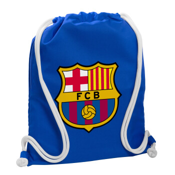 Barcelona FC, Τσάντα πλάτης πουγκί GYMBAG Μπλε, με τσέπη (40x48cm) & χονδρά κορδόνια