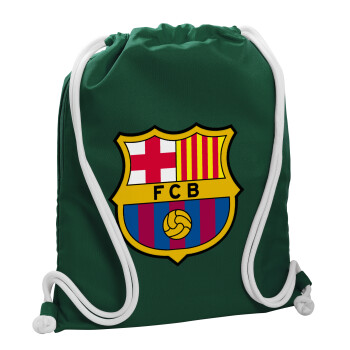 Barcelona FC, Τσάντα πλάτης πουγκί GYMBAG BOTTLE GREEN, με τσέπη (40x48cm) & χονδρά λευκά κορδόνια